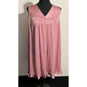 Vanity Fair Nightgown Womens Large Pink‎ Nylon V Neck Sleeveless Made in USA